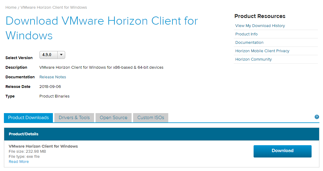 vmware horizon client 4.9.0 for windows